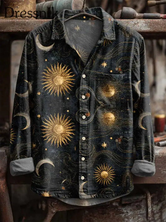Retro-Langarm-Shirt mit Sonne und Mond druck als bild / S