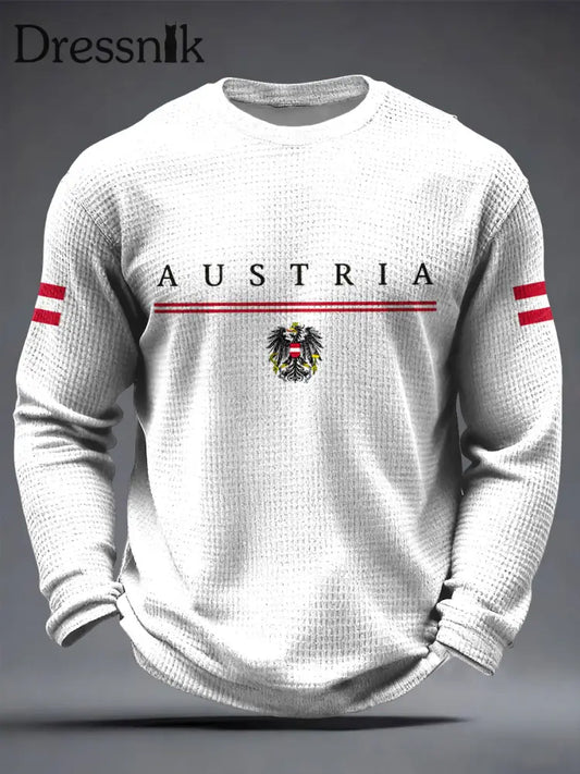 Retro minimalist ische österreich ische Flagge lässig Waffel gewebe T-Shirt Weiß / S