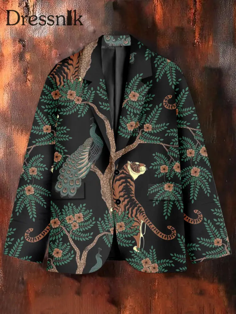 Retro Mode Blumen kunst Druck Casual Blazer als bild / S