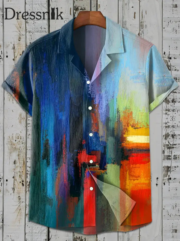 Retro-Mode-Graffiti-Print-lässiges Kurzarm-Shirt als bild / S