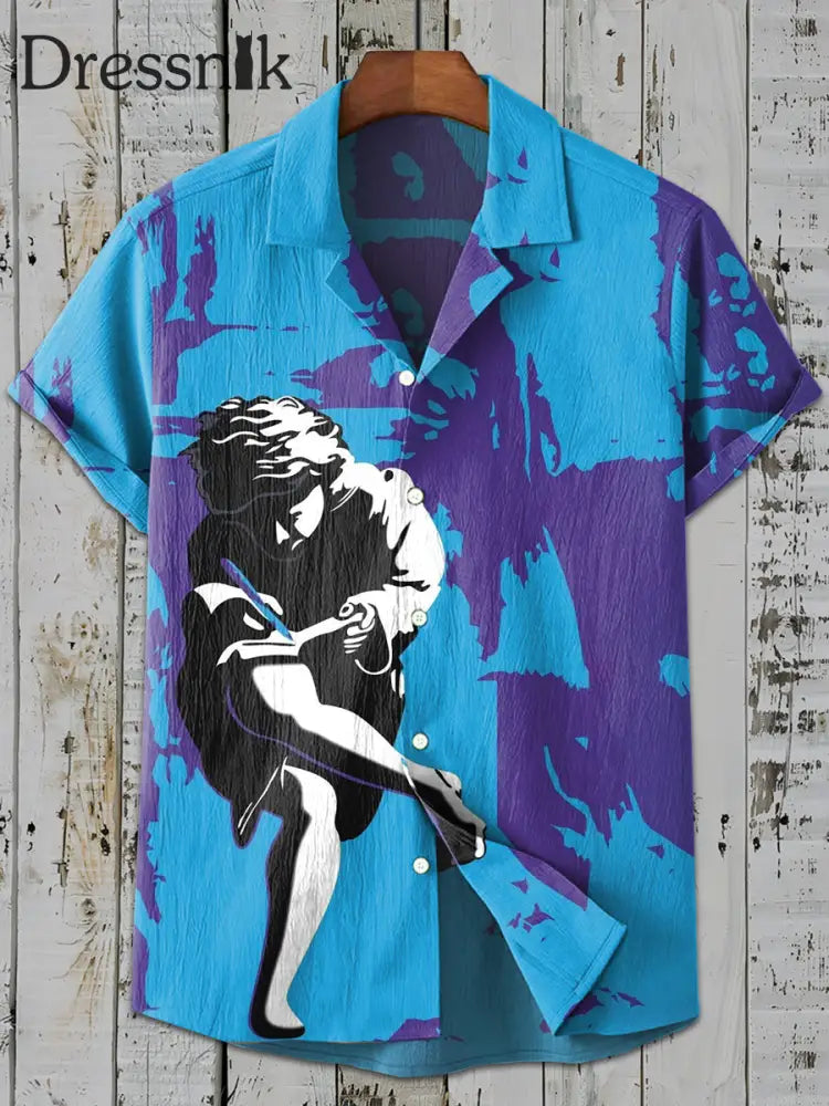 Retro-Mode-Graffiti-Print-lässiges Kurzarm-Shirt als bild / S