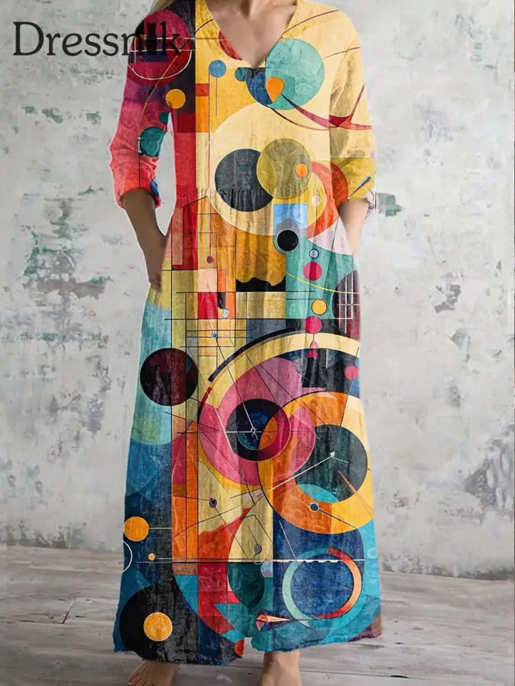 Retro Mode Kunstdruck Freizeit kleid als bild / M
