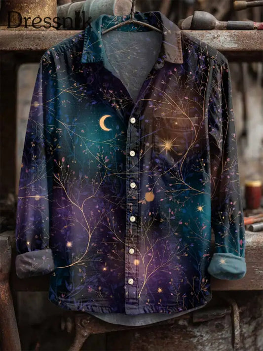 Retro Mond und Star Print Lässiges Langarm-Shirt als bild / S