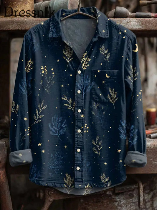 Retro Mond und Star Print Lässiges Langarm-Shirt als bild / S