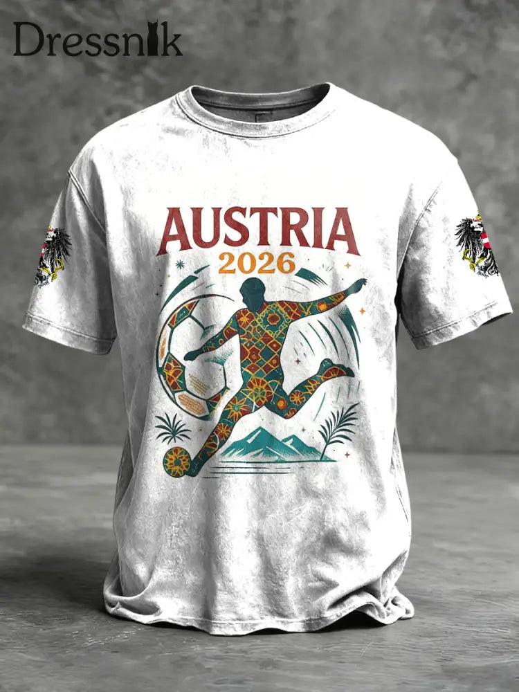 Retro Österreich 2026 Fußball Gedenk-Freizeit-T-Shirt Weiß / S