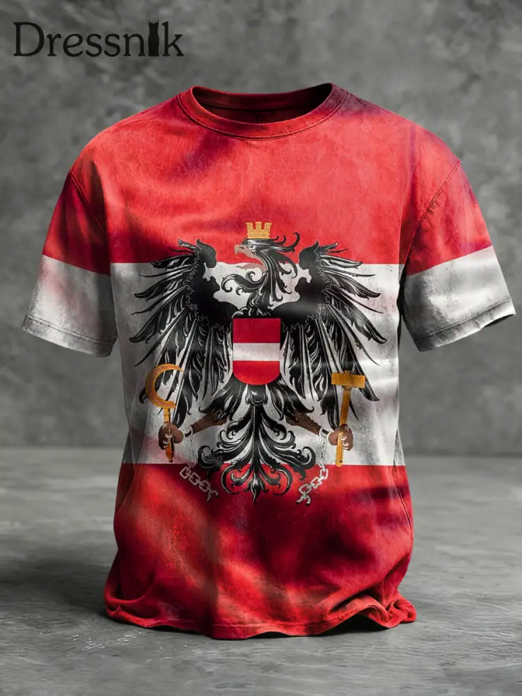 Retro österreich ische abstrakte Flagge lässig T-Shirt mehrfarbig / S