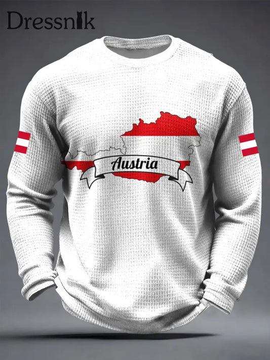 Retro österreich ische abstrakte Karte lässig Waffel gewebe T-Shirt Weiß / S