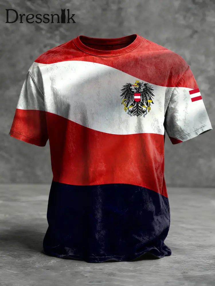 Retro österreich ische Flagge Emblem Casual T-Shirt mehrfarbig / S