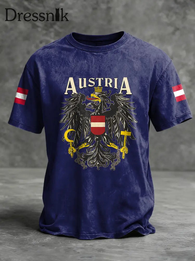 Retro österreich ische Flagge Emblem Casual T-Shirt mehrfarbig / S