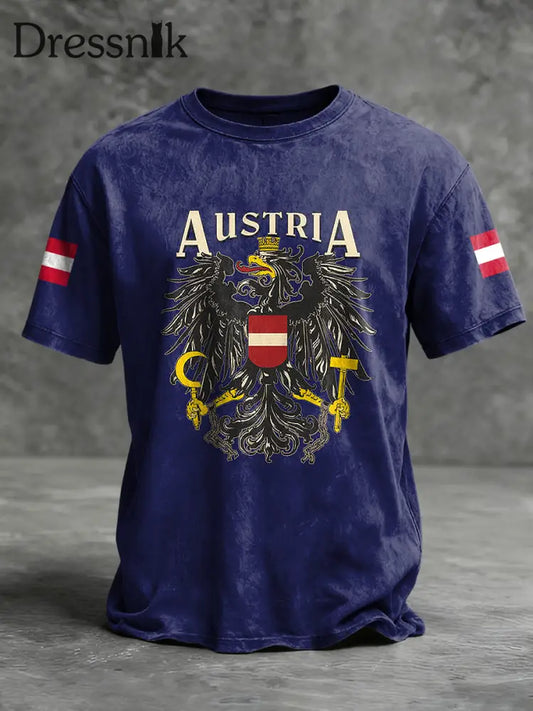 Retro österreich ische Flagge Emblem Casual T-Shirt mehrfarbig / S
