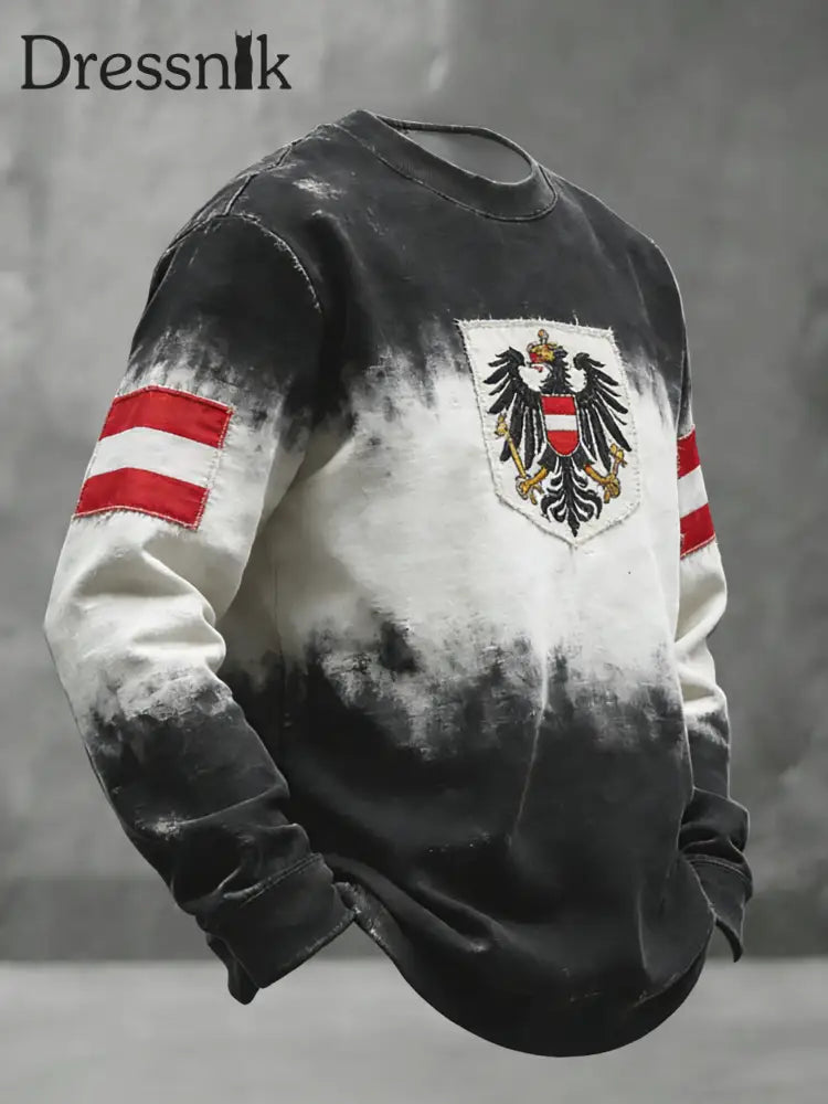 Retro Österreich ische Flagge Emblem Gradient Casual Crewneck Sweatshirt Schwarz / S
