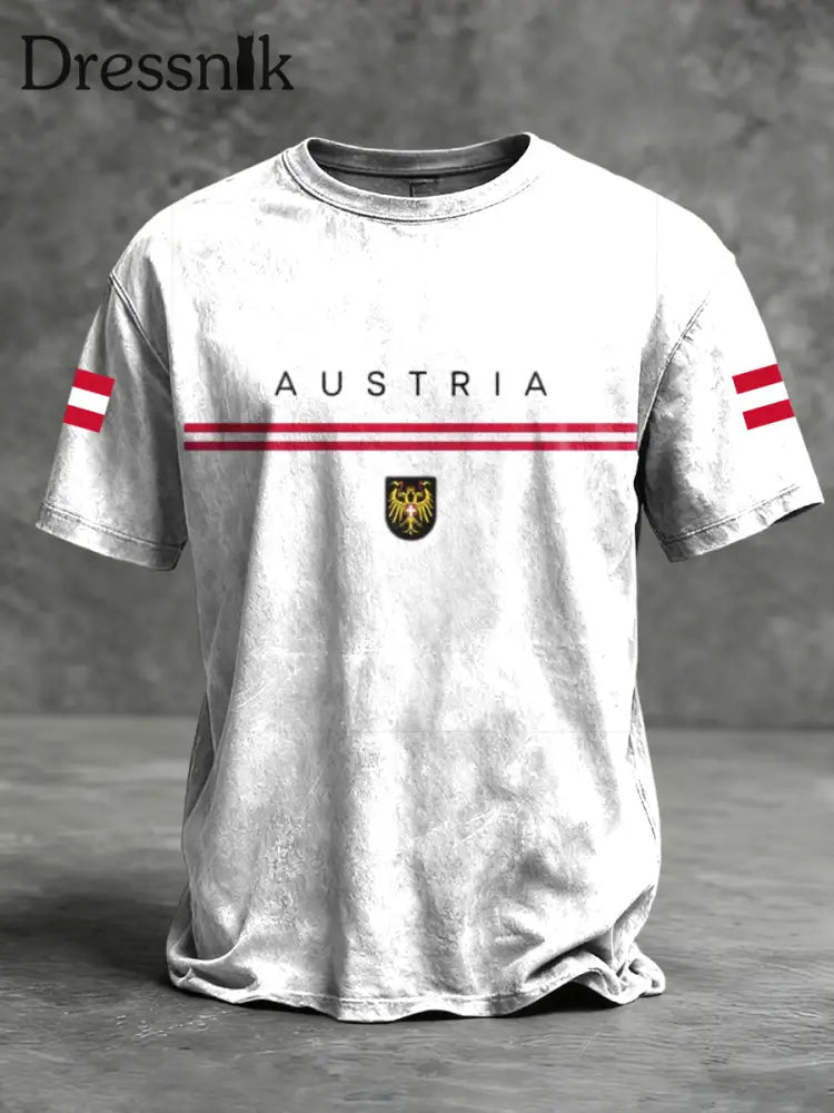 Retro österreich ische Flagge Gedenk-Freizeit-T-Shirt Weiß / S