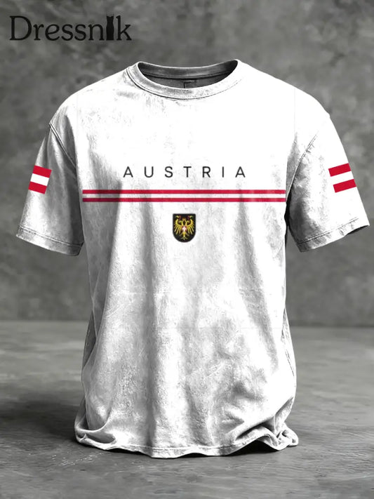 Retro österreich ische Flagge Gedenk-Freizeit-T-Shirt Weiß / S