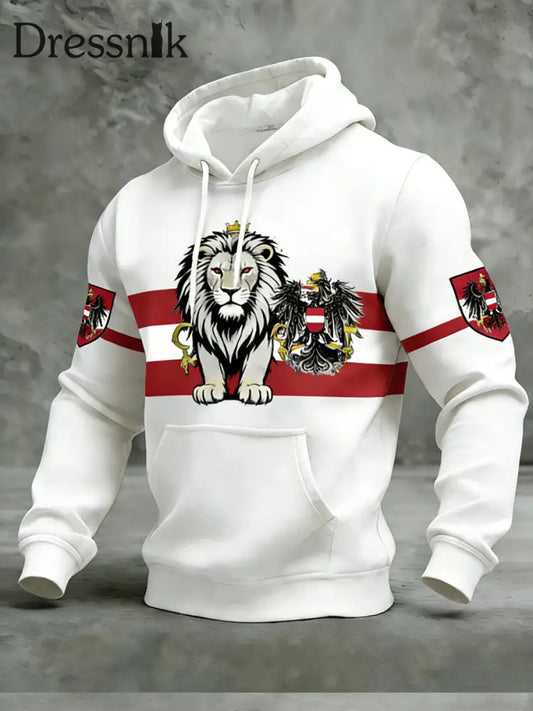 Retro Österreich ische Flagge Muster Casual Waffel-Strick bequemes Kapuzen-Sweatshirt A / S