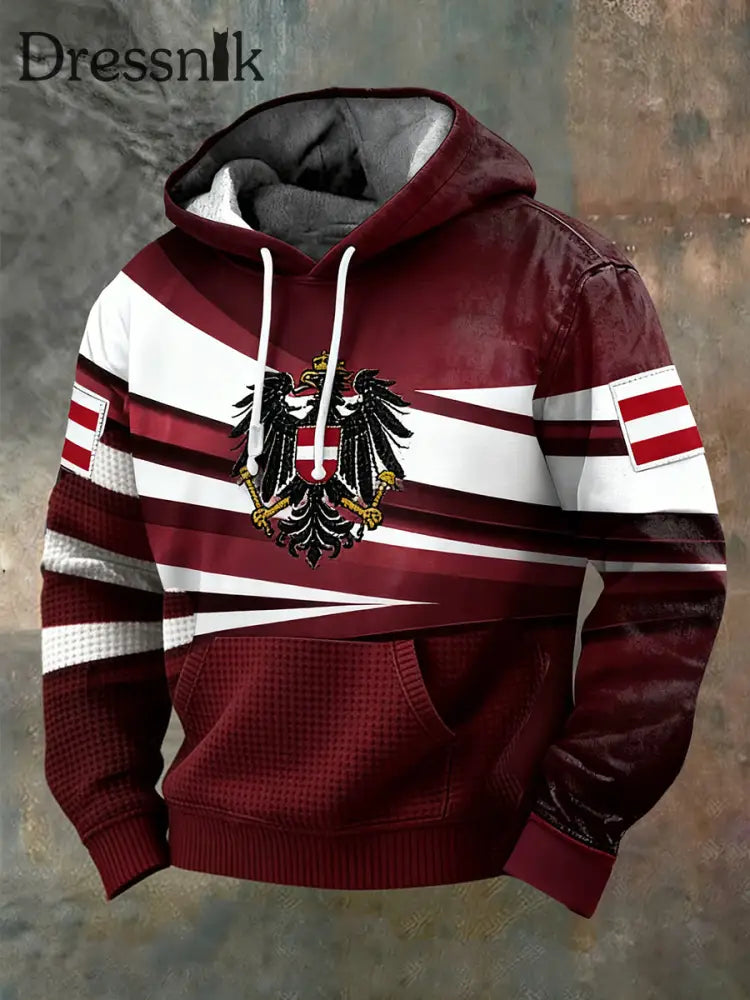 Retro Österreich ische Flagge Muster Casual Waffel-Strick bequemes Kapuzen-Sweatshirt A / S