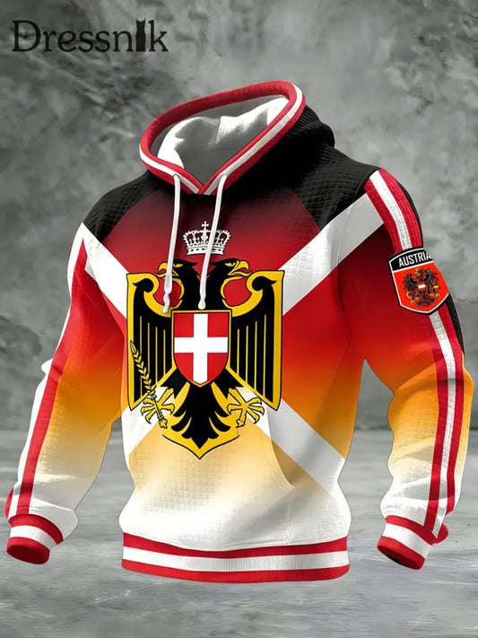 Retro Österreich ische Flagge Muster Casual Waffel-Strick bequemes Kapuzen-Sweatshirt A / S