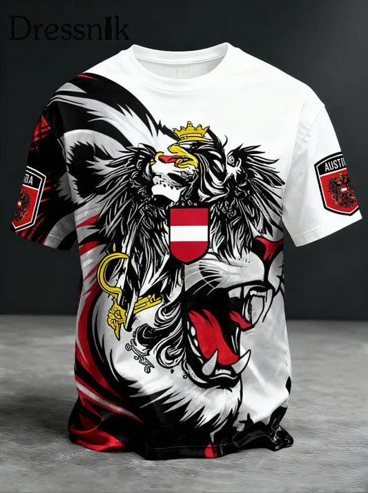 Retro Österreich ische Flagge Muster Patchwork Kunstdruck Casual T-Shirt A / S