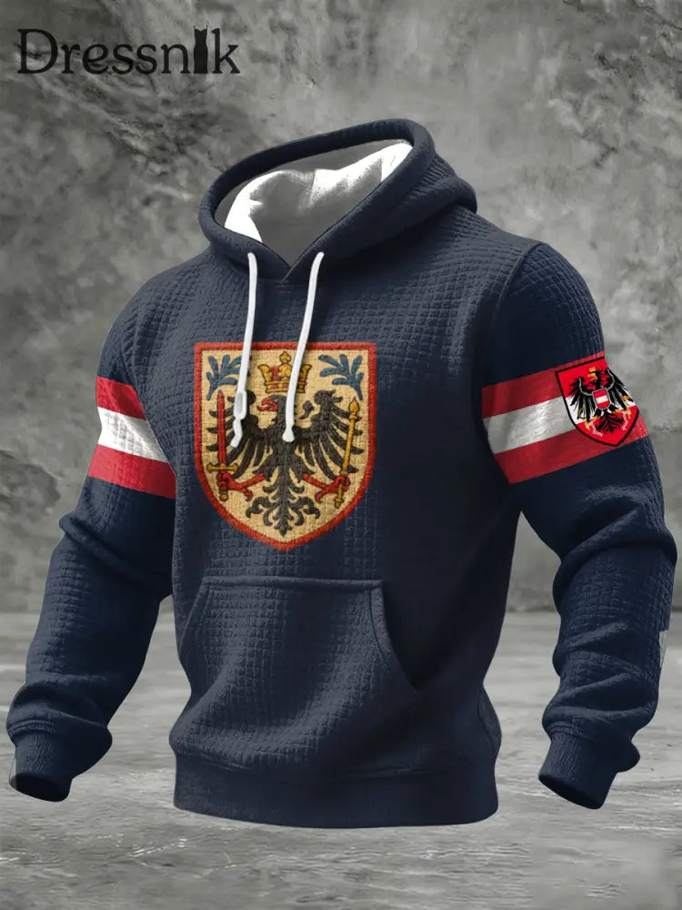 Retro Österreich ische Flagge Patch Casual Hoodie Schwarz / S