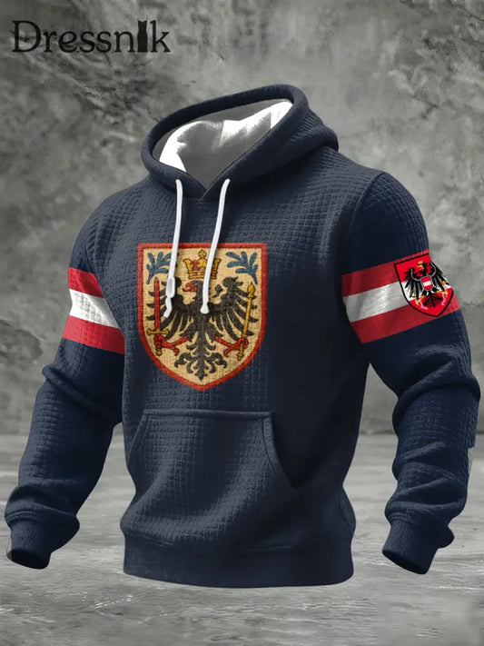 Retro Österreich ische Flagge Patch Casual Hoodie Schwarz / S