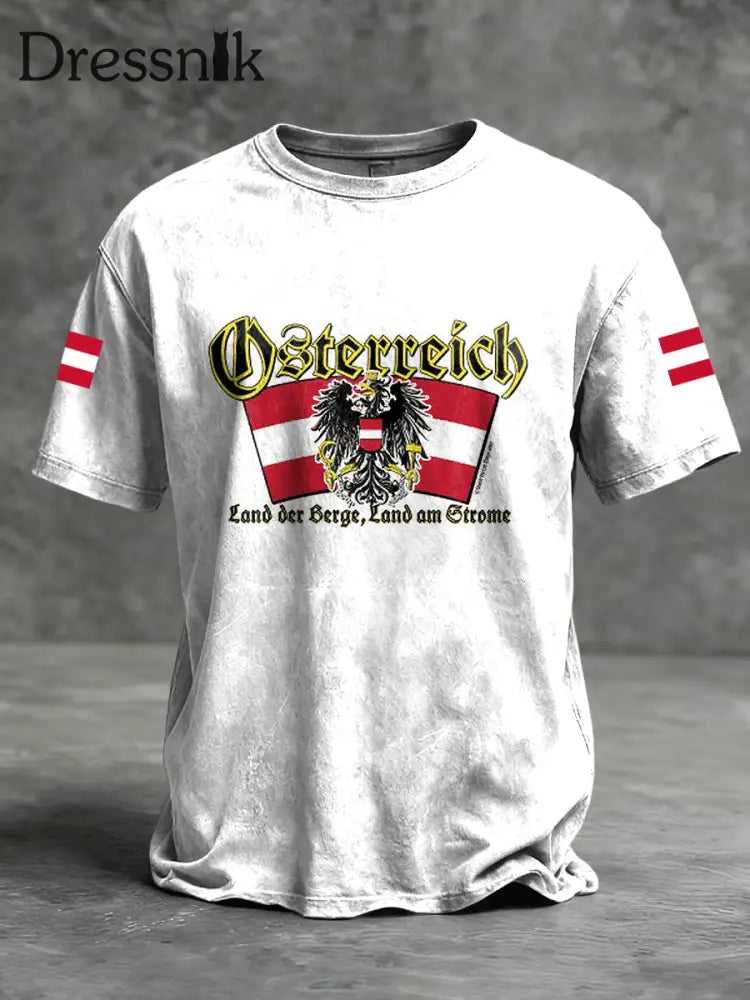 Retro österreich ische National hymne Patriot lässig T-Shirt Weiß / S