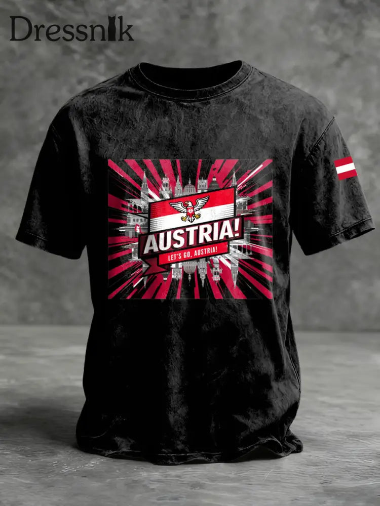 Retro österreich ische Patriot Flagge lässig T-Shirt mehrfarbig / S