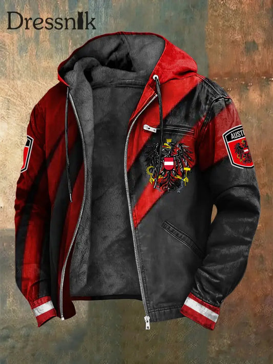 Retro österreich ische Steigung gestreifte Fleece-Kapuzen jacke mehrfarbig / S