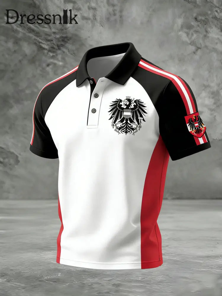 Retro österreich isches Abzeichen Patch täglich Polo-Shirt mehrfarbig / S