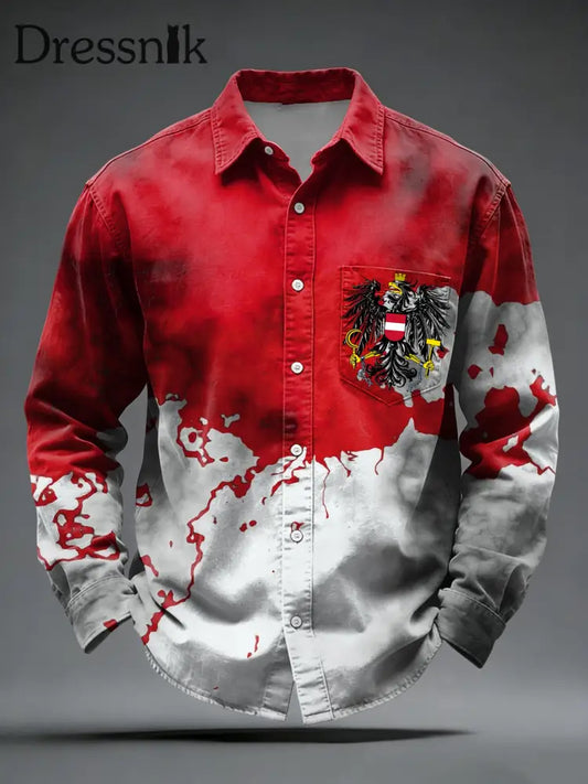 Retro österreich isches Emblem Abstrakte Farbe Casual Shirt mehrfarbig / S