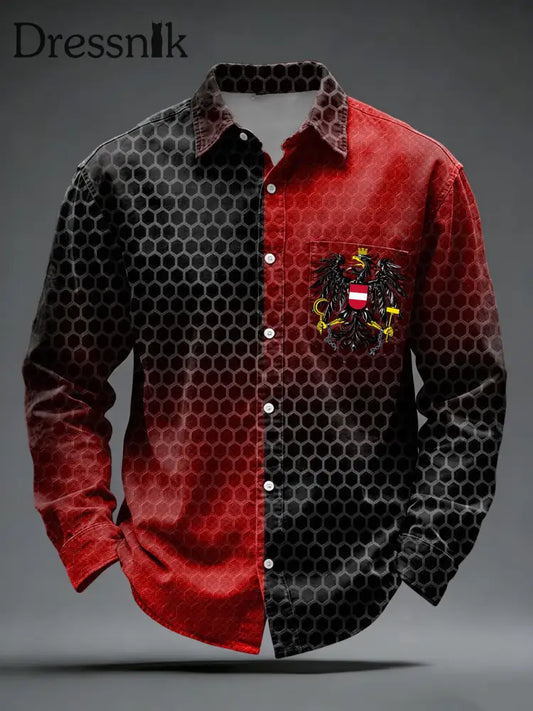 Retro österreich isches Emblem Abstrakte Textur Casual Shirt mehrfarbig / S