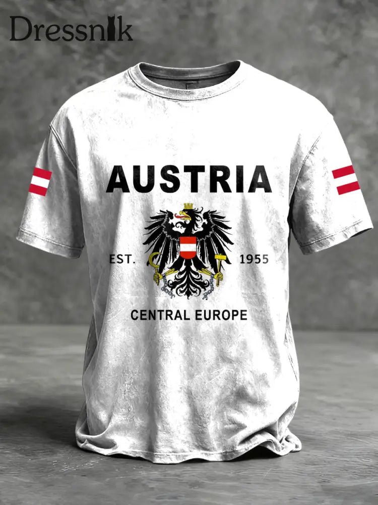 Retro österreich isches Emblem Casual T-Shirt Weiß / S