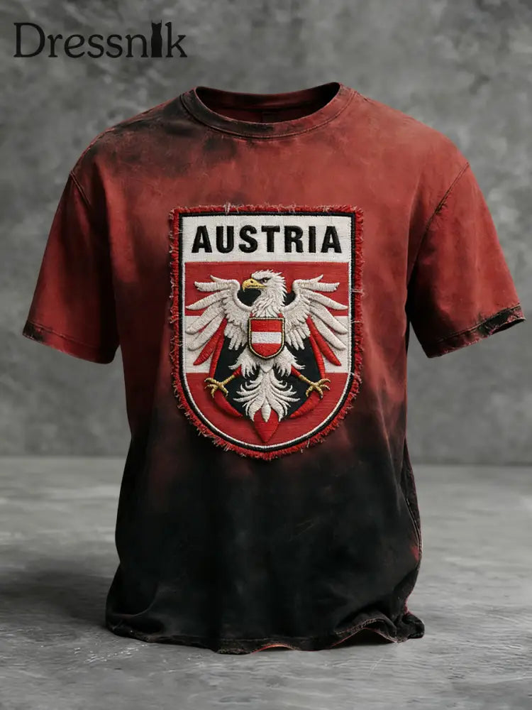 Retro österreich isches Emblem Gradient Casual T-Shirt Rot / S