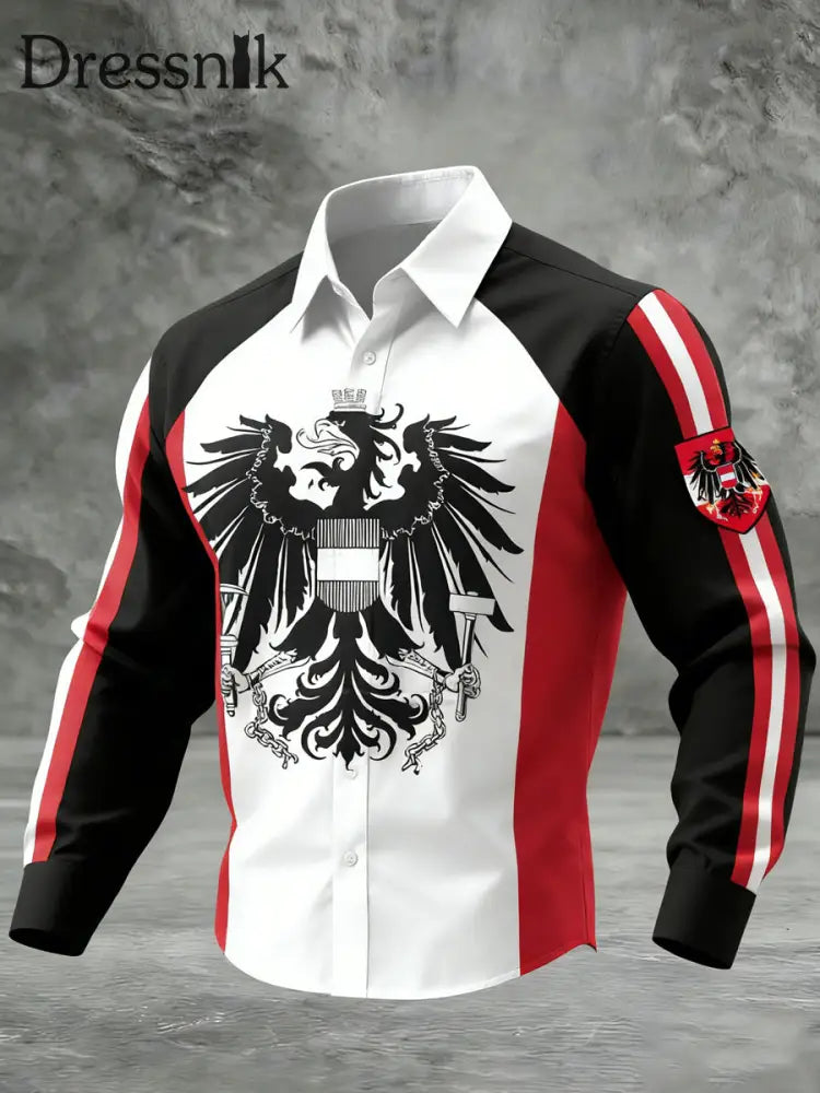 Retro österreich isches Emblem Patchwork Freizeit hemd mehrfarbig / S