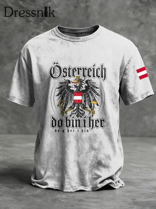 Retro österreich isches Emblem Patriot Casual T-Shirt Grau / S