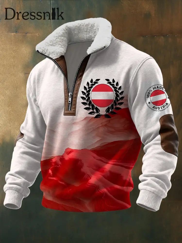 Retro Österreich Print Casual Langarm Sweatshirt als bild / S