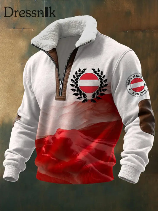 Retro Österreich Print Casual Langarm Sweatshirt als bild / S