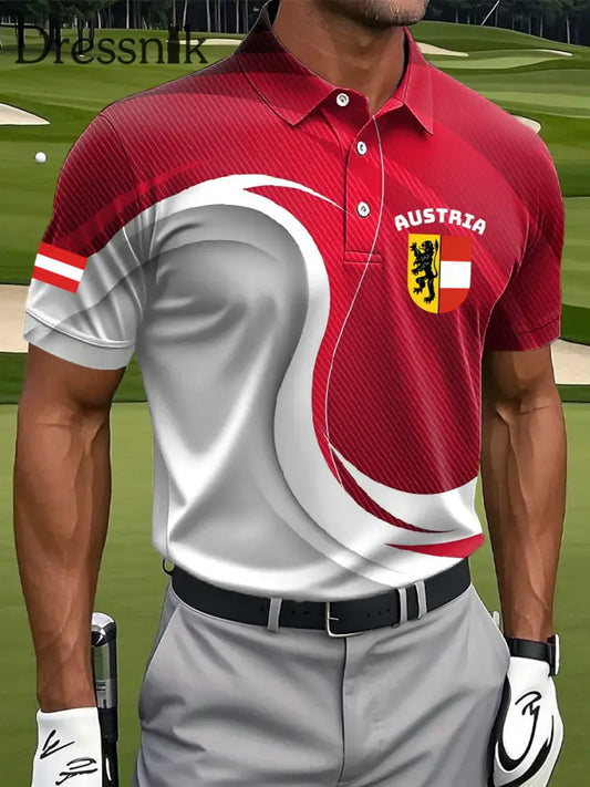 Retro Österreich Print Casual Polo Shirt als bild / S