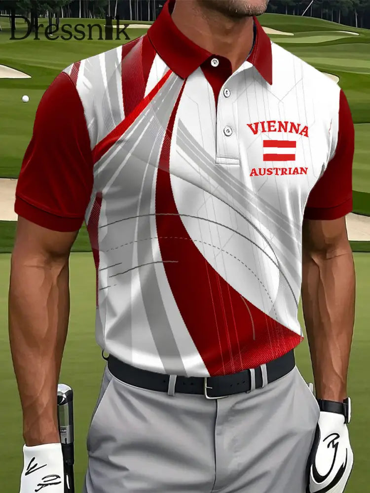 Retro Österreich Print Casual Polo Shirt als bild / S