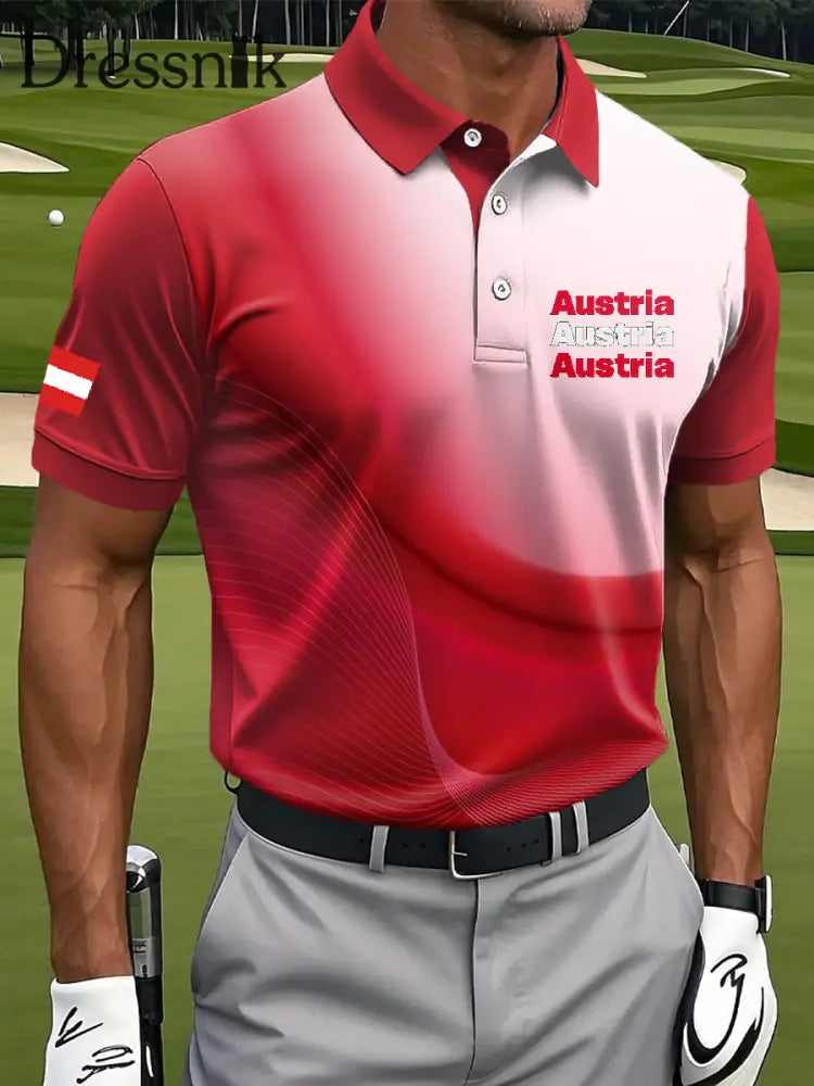 Retro Österreich Print Casual Polo Shirt als bild / S
