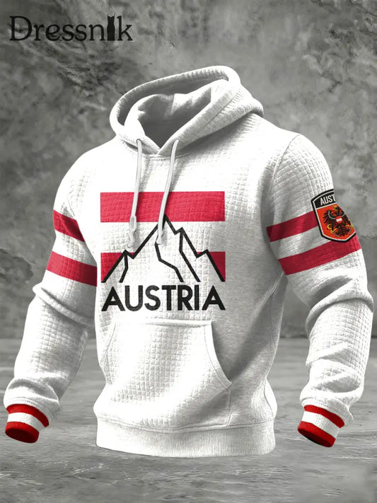 Retro österreichi scher Fan Casual Waffel Hoodie Weiß / S