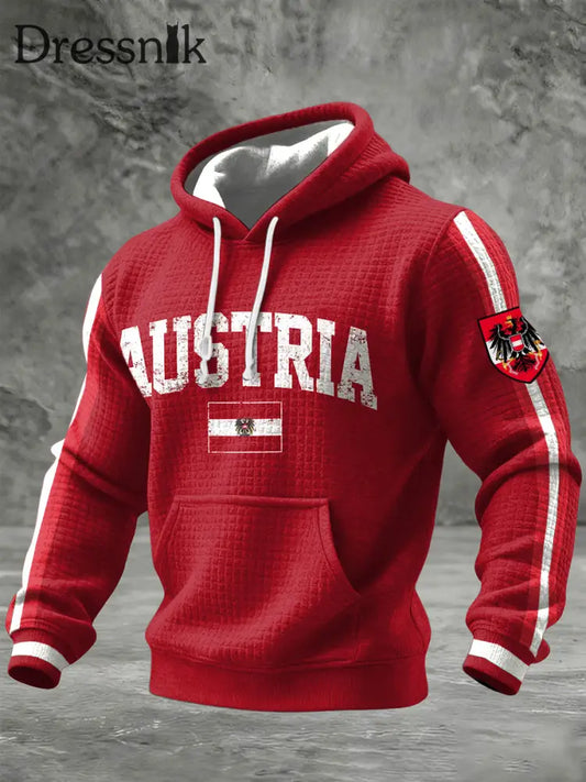 Retro österreichi scher Gedenk-Casual Waffel-Hoodie mehrfarbig / S