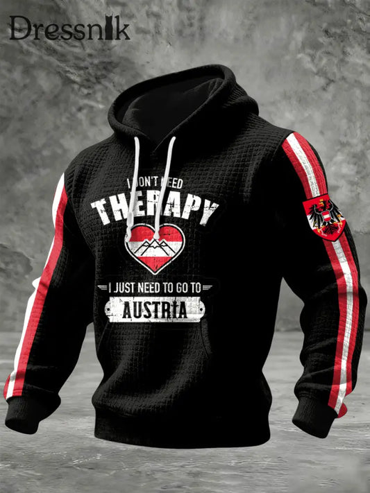 Retro österreichi scher Patriot Casual Waffel Hoodie mehrfarbig / S