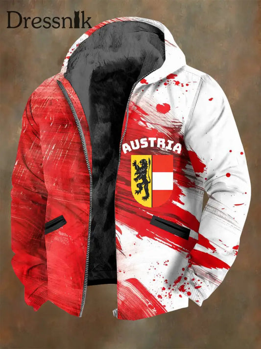 Retro österreichi scher Print Casual Kapuzen mantel als bild / S