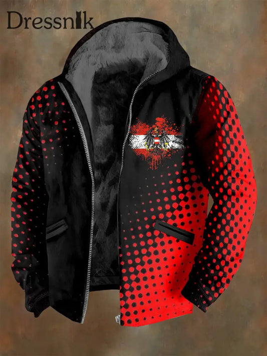 Retro österreichi scher Print Casual Kapuzen mantel als bild / S