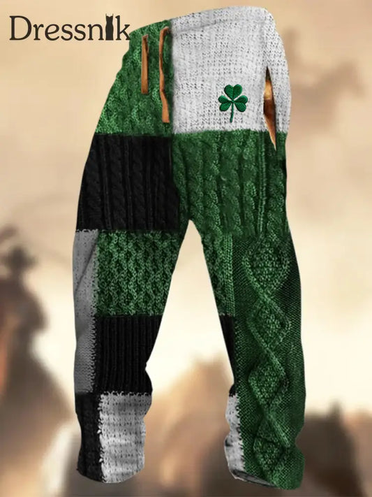 Retro St. Patrick’s Textur Muster Druck Western Village Jagd Logo Gestreifte Lässige Jogging