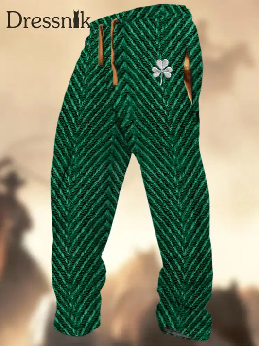 Retro St. Patrick’s Textur Muster Druck Western Village Jagd Logo Gestreifte Lässige Jogging