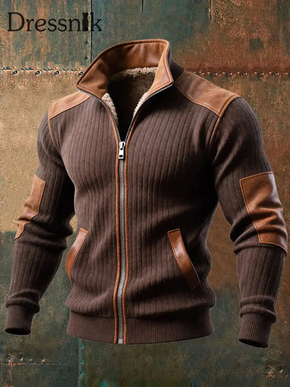 Retro-strukturierte warme Outdoor-Jacke für Herren