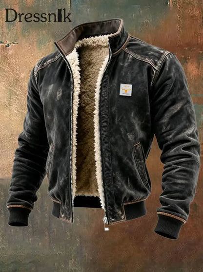 Retro-strukturierte warme Outdoor-Jacke für Herren mit mehreren Taschen