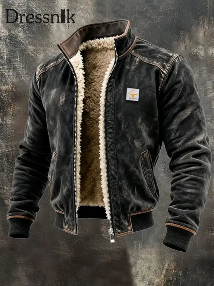 Retro-strukturierte warme Outdoor-Jacke für Herren mit mehreren Taschen Dunkelgrau / S