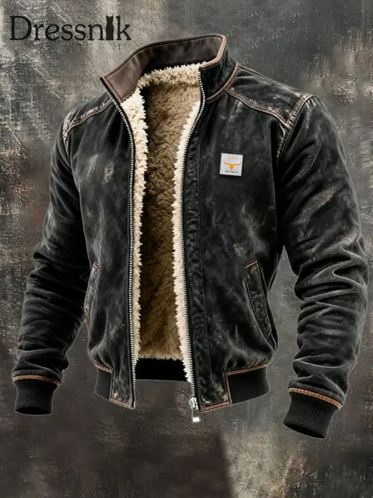 Retro-strukturierte warme Outdoor-Jacke für Herren mit mehreren Taschen Dunkelgrau / S