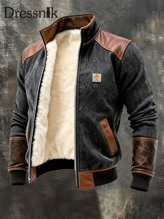 Retro-strukturierte warme Outdoor-Jacke für Herren mit mehreren Taschen Dunkelgrau / S